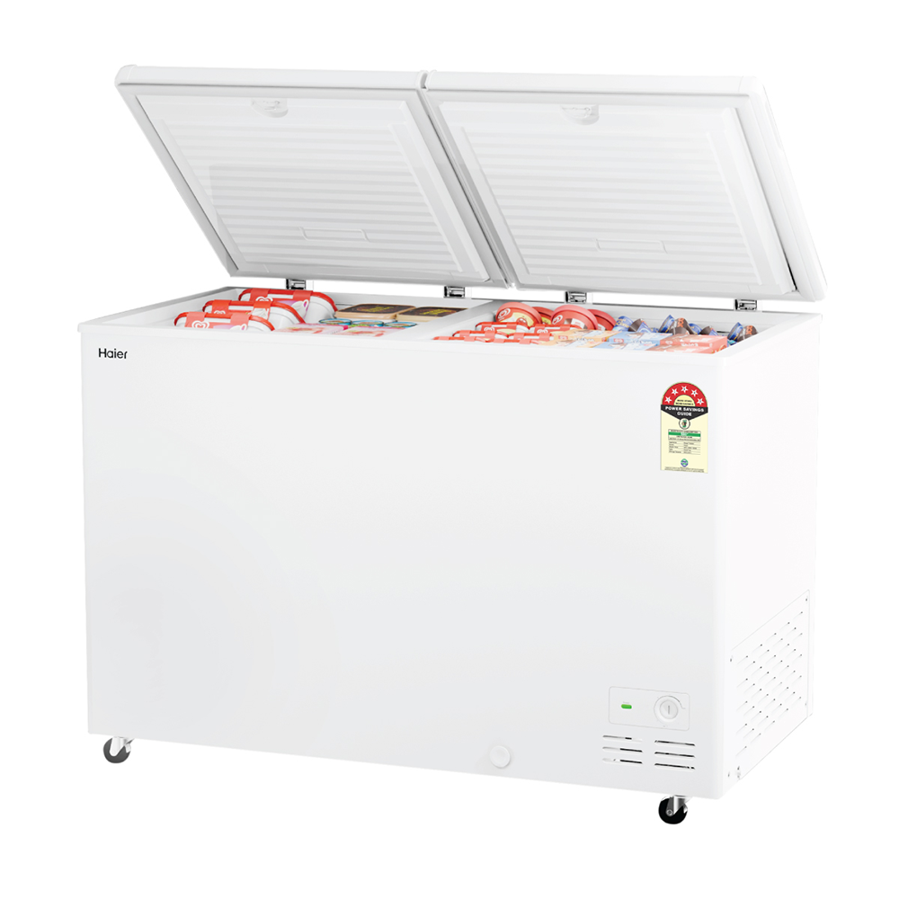 Haier 355 Ltr Double door- White Colour Convertible Hard top Freezer